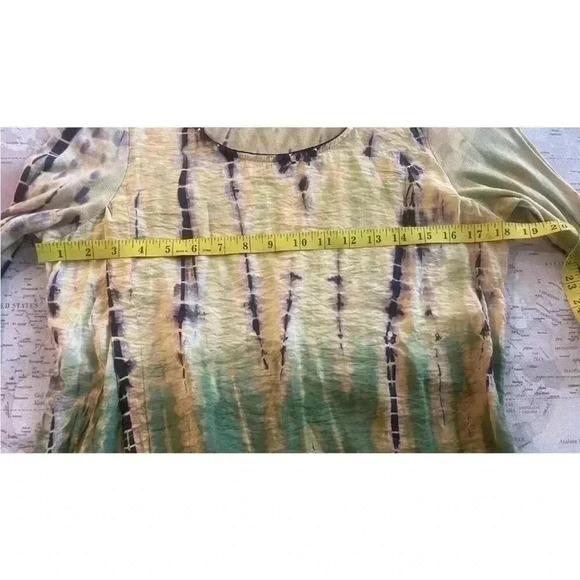 CITRON Santa Monica Rayon/Linen Yellow/Green Tie Dye Tunic Lagenlook M EUC - Picture 7 of 7